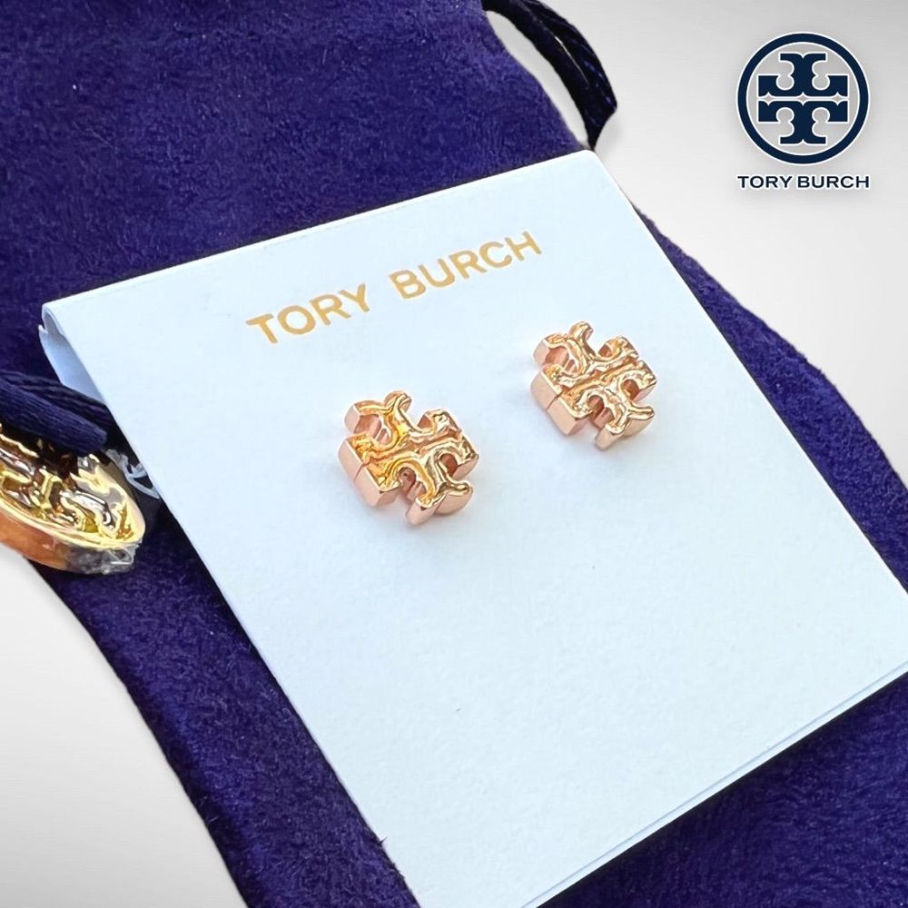 New Tory Burch 18k Rose Gold Plated Kira Stud Earrings in Rose Gold $78 - Picture 3 of 13
